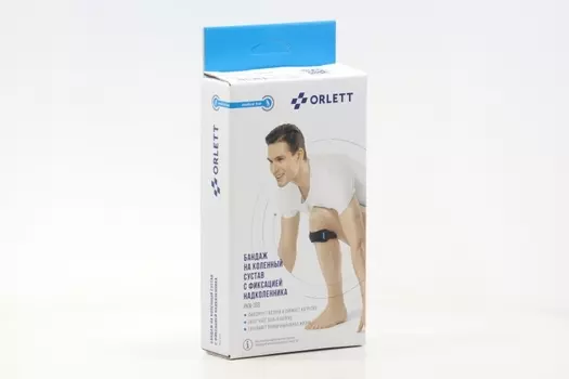 Бандаж Orlett на колен сустав PKN-103 с фиксацией надколенника универс, черный