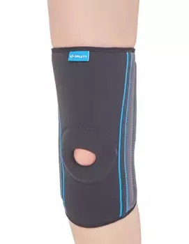 Бандаж Orlett на колено с фикс подушкой/отверст/спирал ребрами арт RKN-103(M) (FXL серый)