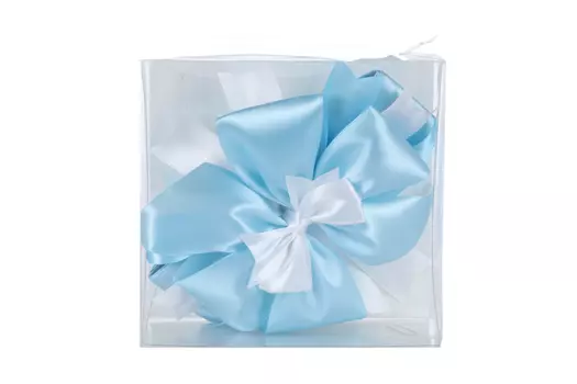 Бант Моей крохе с лентой атласной д/конверта на выписку из роддома голубой 2 м