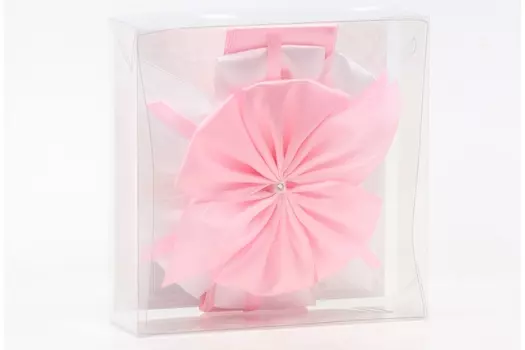 Бант Моей крохе с лентой атласной д/конверта на выписку из роддома розовый страза 2 м