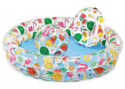 Бассейн надувной Фрукты 122 х 25 см с кругом/мячом от 2 лет 59460NP INTEX
