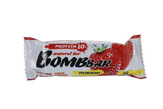 Батончик БомбБар Нейчарал Бар протеиновый клубника, 60 г