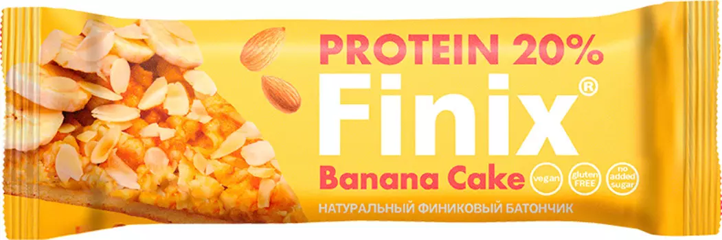 Батончик Финикс финиковый Банана Кейк с протеином/бананом/миндалем, 30 г