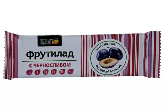 Батончик Фрутилад фруктовый неглазированный с черносливом, 30 г