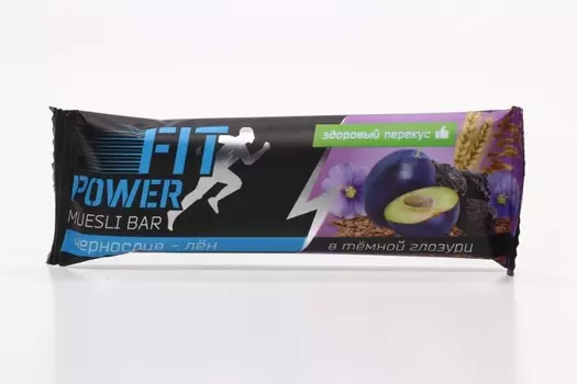 Батончик мюсли Фит Пауэр Чернослив-лен в темной глазури, 25 г