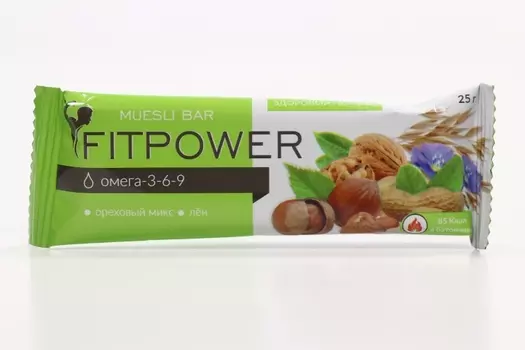 Батончик мюсли Фит Пауэр Ореховый микс-лен, 25 г