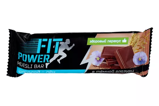Батончик мюсли Фит Пауэр Шоколад-лен в темной глазури, 25 г