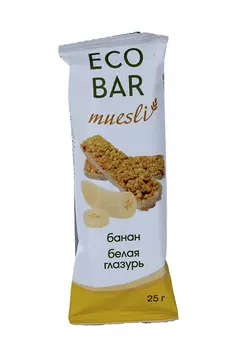 Батончик мюсли ЭкоБар банан в белой глазури, 25 г