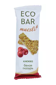 Батончик мюсли ЭкоБар клюква в белой глазури, 25 г