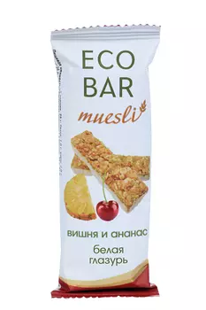 Батончик мюсли ЭкоБар вишня/ананас в белой глазури, 25 г