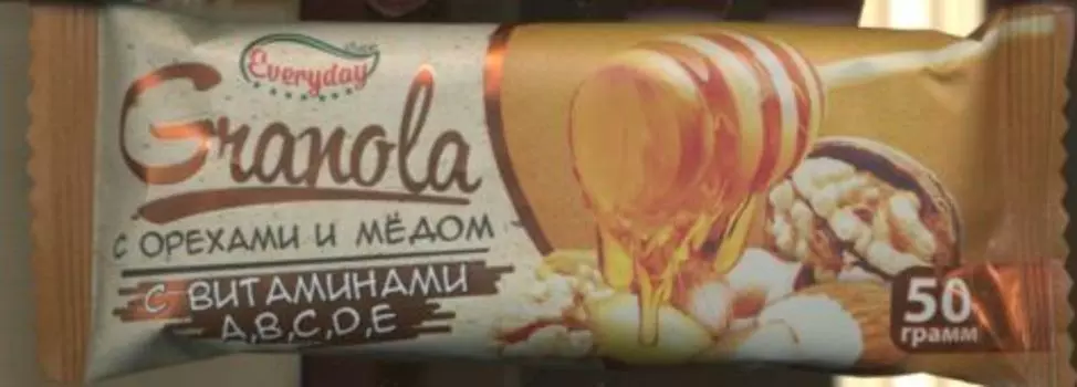 Батончик мюсли Эвридей Гранола орехи/мед, 50 г