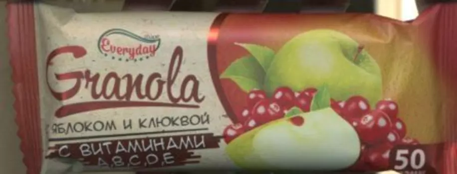 Батончик мюсли Эвридей Гранола яблоко/клюква, 50 г