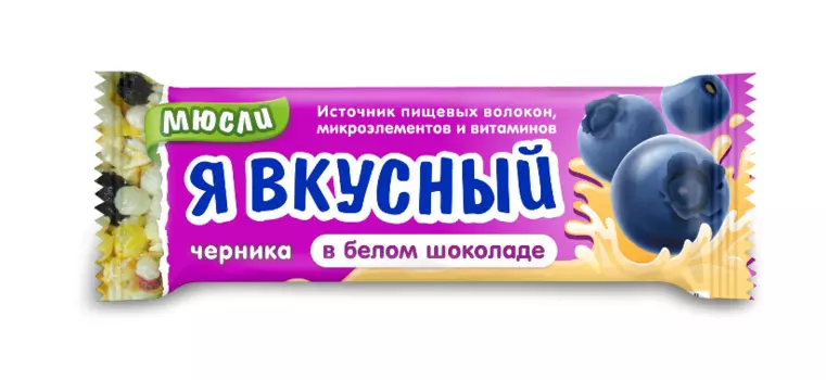 Батончик мюсли Я вкусный черника в белом шоколаде, 25 г