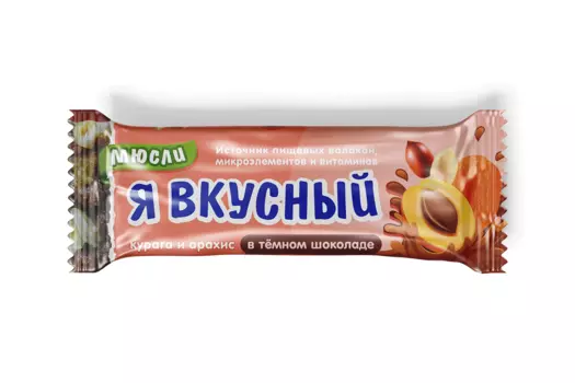 Батончик мюсли Я вкусный курага/орех в темном шоколаде, 25 г