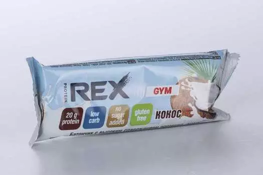 Батончик ProteinRex GYM с высоким содержанием протеина со вкусом кокос 60 г, производ Роял Кейк