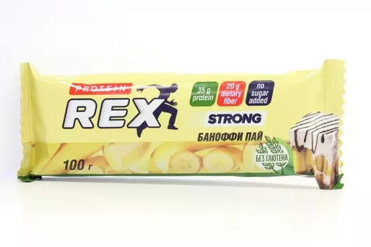 Батончик ProteinRex STRONG с высоким содержанием протеина со вкусом баноффи пай 100 г