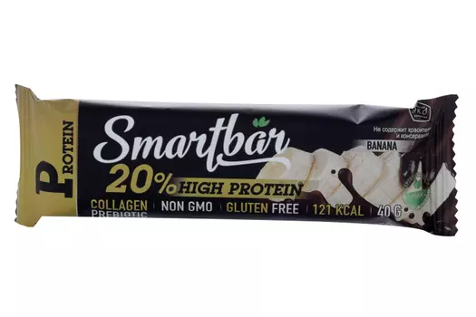 Батончик Smartbar протеиновый 20% банан в темной глазури