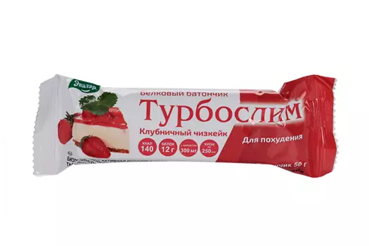 Батончик Турбослим клубничный чизкейк, 50 г