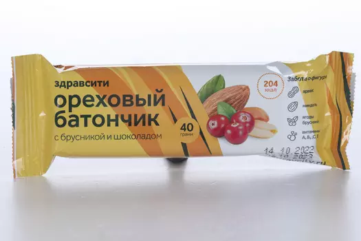 Батончик Здравсити ореховый брусника/шоколад, 40 г