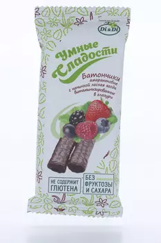 Батончики Умные Сладости амарантовые лесная ягода в глазури, 20 г