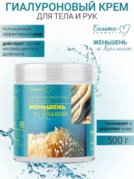 Белита-М COSMETICS ГИАЛУРОНОВЫЙ крем для тела и рук "Женьшень и коллаген " 500г