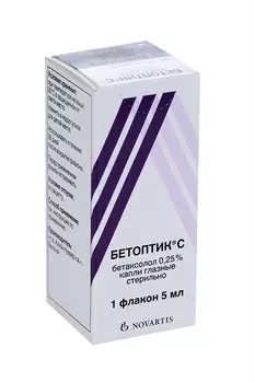 Бетоптик С 0.25%, 5 мл, капли глазные