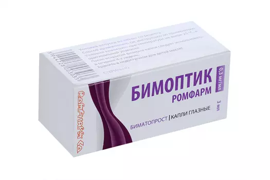 Бимоптик Ромфарм 0.3 мг/мл, 3 мл, капли глазные