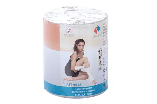 Бинт эластич Тонус клипсы 80х3.5 м, (9512)