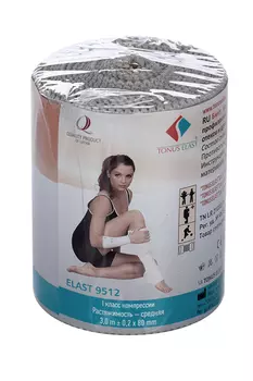 Бинт эластич Тонус клипсы средн растяжим 80мм х3 м, (9512)