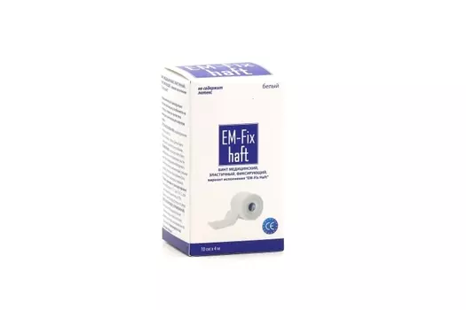 Бинт EM-Fix Haft медицин эластич фиксир белый 10 см х 4 м