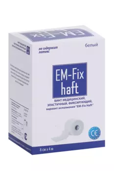 Бинт EM-Fix Haft медицин эластич фиксир белый 8 см х 4 м