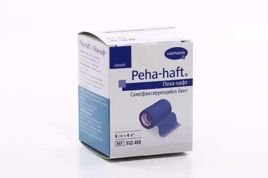Бинт HARTMANN самофиксирующийся PEHA-HAFT 4 м х 6 см синий