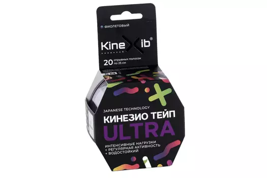 Бинт Кинезио тейп Кинексиб Ультра н/стер адгезивн восстанавл 5 см х 5 м, фиолетовый
