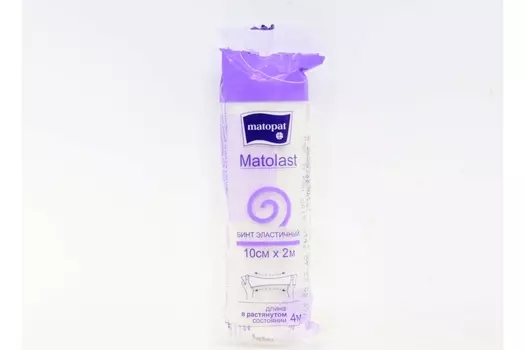 Бинт Matopat Matolast медицин эластичй фиксирующий б/застежки 10 см х 2 м