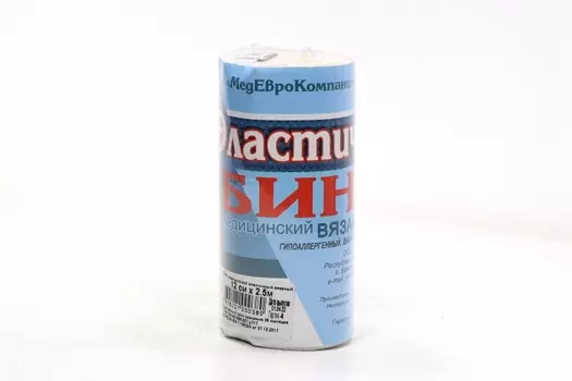 Бинт мед эласт вязан с лайкрой компресс ленточ СР 12 см х 2.5 м