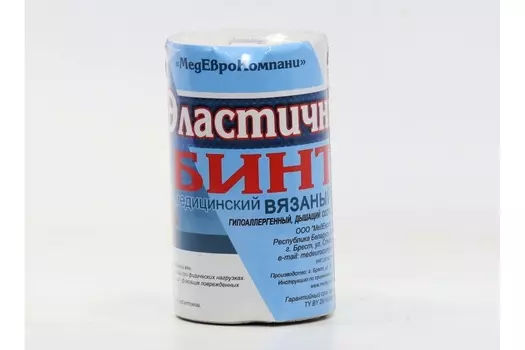 Бинт мед эласт вязан с лайкрой компресс ленточ СР 12 см х 4 м
