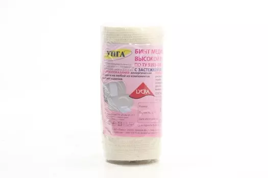 Бинт медиц эластич Унга-ВР высок растяж с застежкой 10 см х 1 м, (с застежкой)
