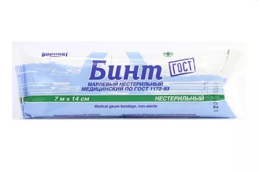 Бинт н/с мед марлевый инд уп прессов 28 г/м2 7м х14см, Лейко
