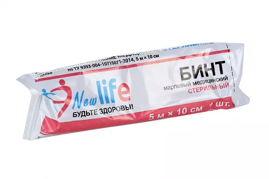 Бинт New Life мед марлев стер 10 см х5 м