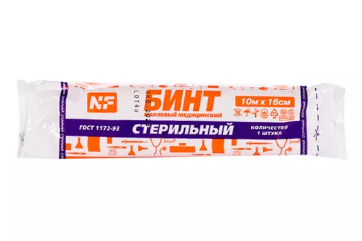 Бинт NF стерильный марлевый мед. 16 см х 10 м