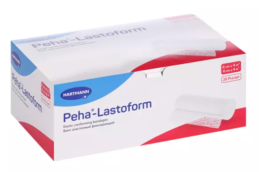 Бинт Пеха-Ластоформ эластичный фиксирующий 6 см х 4.0 м, 20 шт