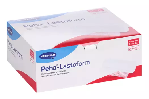 Бинт Пеха-Ластоформ эластичный фиксирующий 8см x 4м, 20 шт