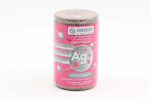 Бинт Венопроф мед эласт компресс с ионами серебр 3 м х10 см