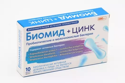 Биомид+Цинк, 400 мг, 10 шт, капсулы