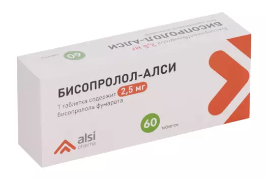 Бисопролол-АЛСИ 2.5 мг, 60 шт, таблетки