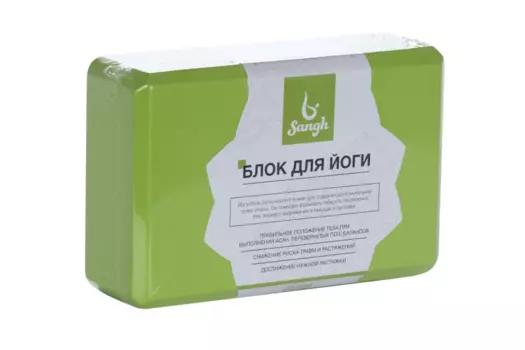 Блок Sangh д/йоги 23х15х8 см 180 г цвет зеленый