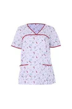 Блуза Lantana медицинская р 52-54 (158/164), белый/красный