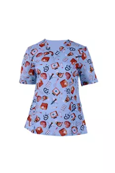 Блуза PROLANA медицинская р 46 светло-голубой с рисунком