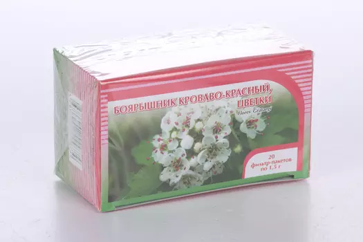 Боярышник кроваво-красный цветки 1,5 г, 20 шт, сырье растительное-порошок