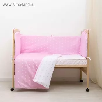 Борт в кроватку Мечта из 4-х частей чехлы съемные цвет розовый бязь/хл100%